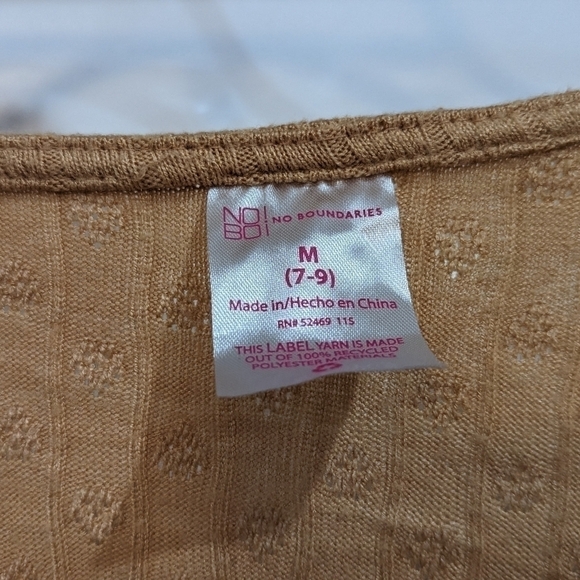 Tan crop tie shirt, size medium 7-9 - Picture 4 of 4